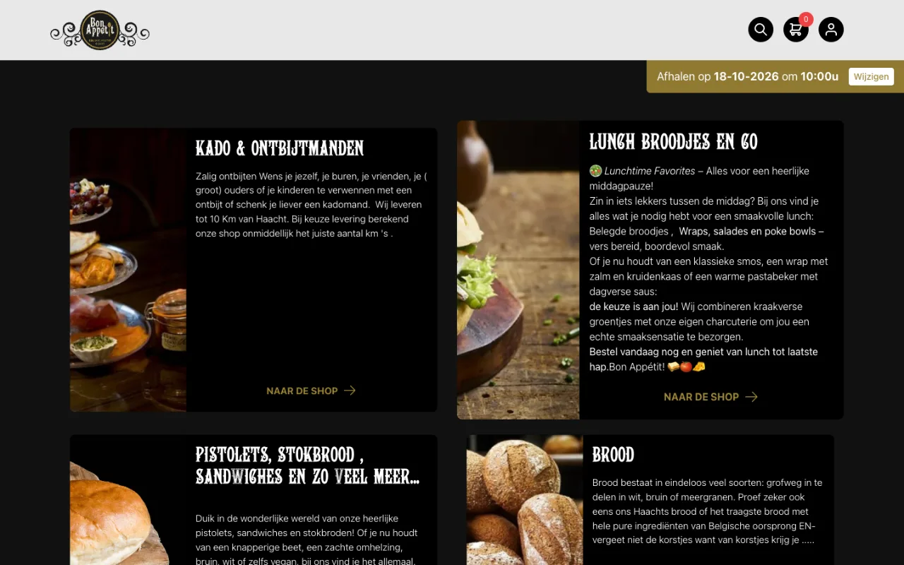 Screenshot van de website van Bon Appétit